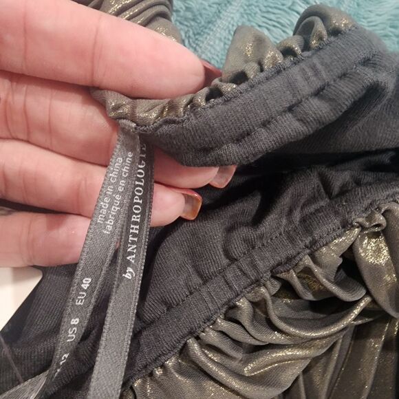 Anthropologie Metallic Pleated Strapless Crop Top NWT - Picture 6 of 8